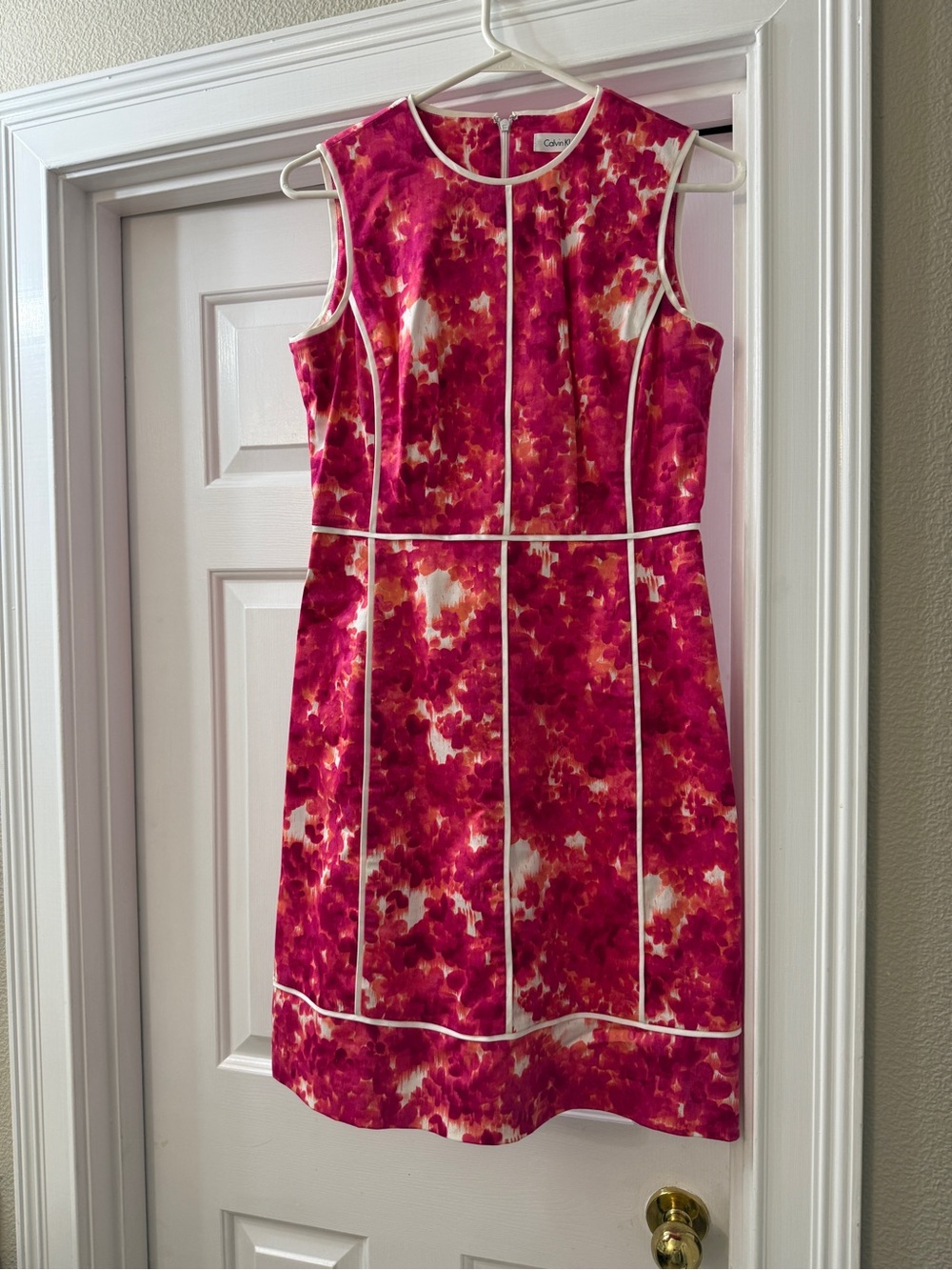 Calvin Klein Pink Floral Piped Sheath Dress